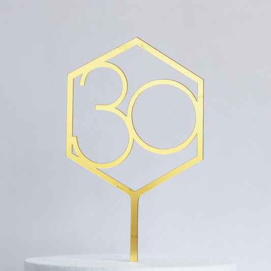Gold Acrylic 30 Cake Topper