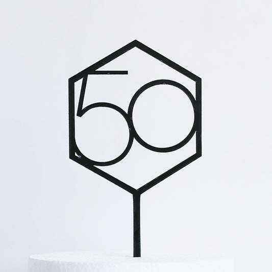 Black Acrylic 50 Cake Topper