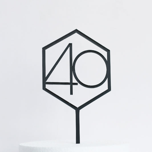 Black Acrylic 40 Cake Topper