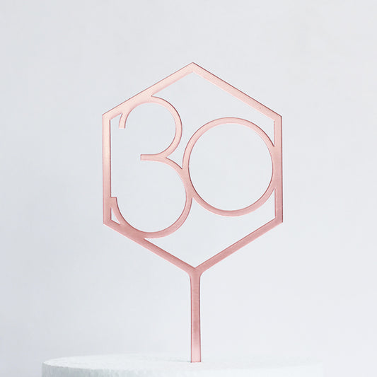 Rose Gold Acrylic 30 Cake Topper