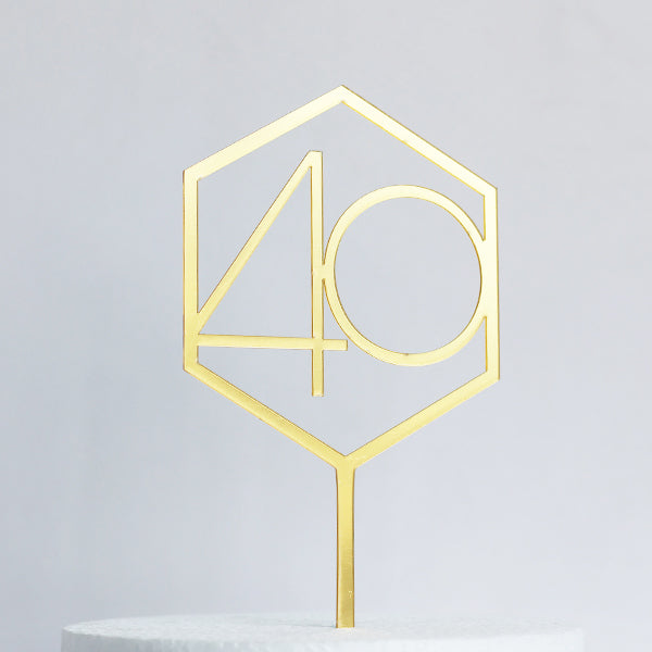 Gold Acrylic 40 Cake Topper