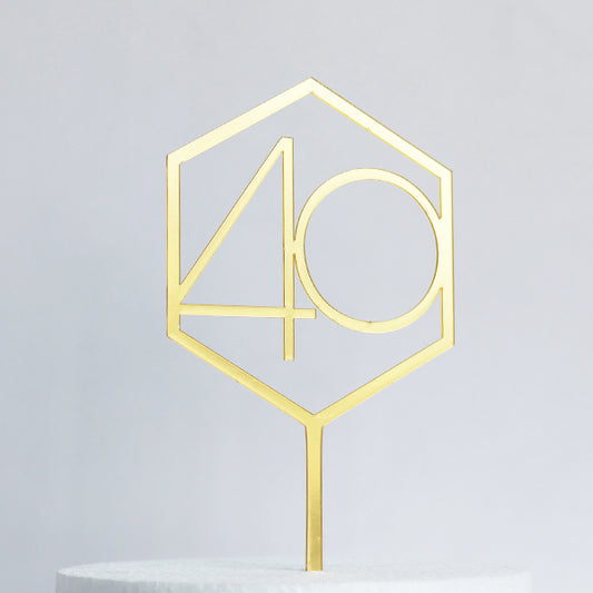 Gold Acrylic 40 Cake Topper