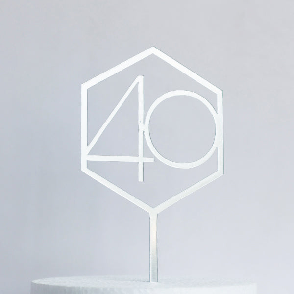 Silver Acrylic 40 Cake Topper