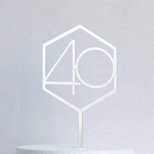 Silver Acrylic 40 Cake Topper
