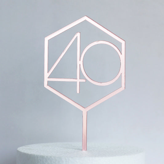 Rose Gold Acrylic 40 Cake Topper