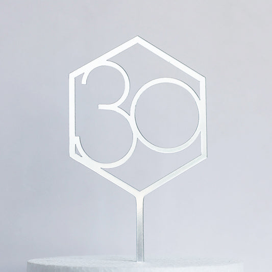 Silver Acrylic 30 Cake Topper
