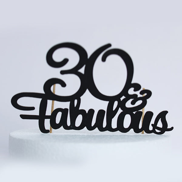 Black Glitter 30 & Fabulous Cake Topper