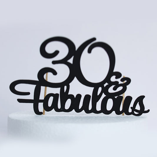 Black Glitter 30 & Fabulous Cake Topper