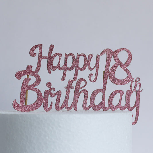 Rose Gold Glitter Happy 18th Birthday Cake Topper