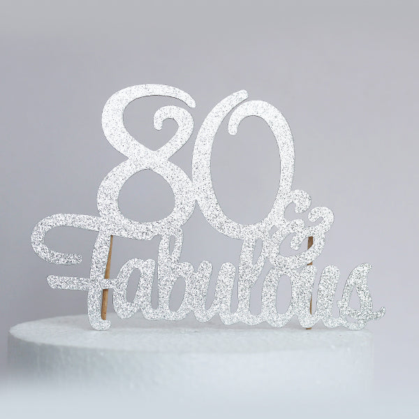 Silver Glitter 80 & Fabulous Cake Topper