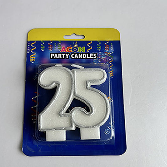 25 Glitter Silver Candle