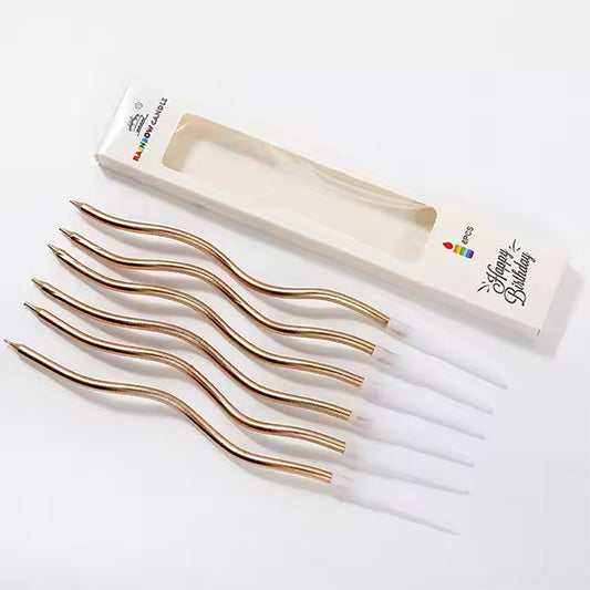 Champagne Twisted Curved Spiral Candles