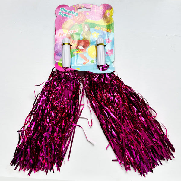 Cheer leading pom Poms Foil Hot Pink