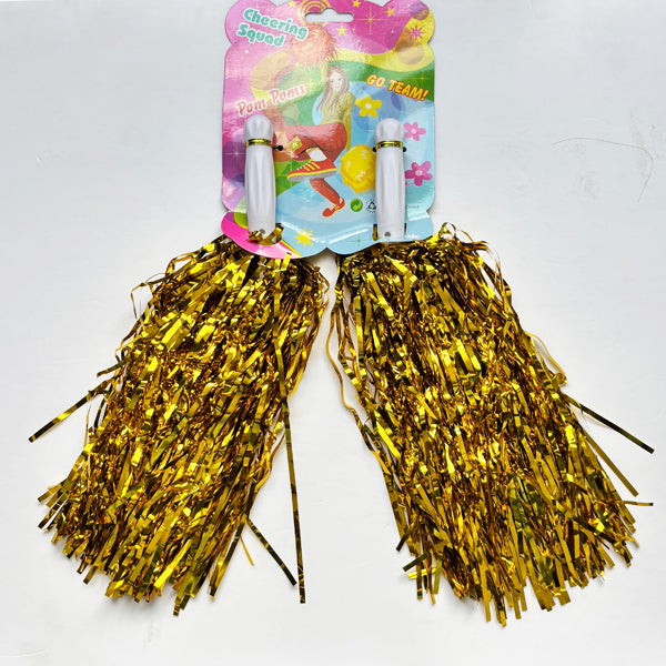 Cheer leading pom Poms Foil Gold