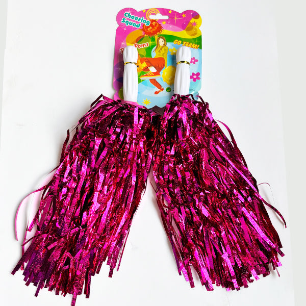 Cheer leading pom Poms Laser Hot Pink