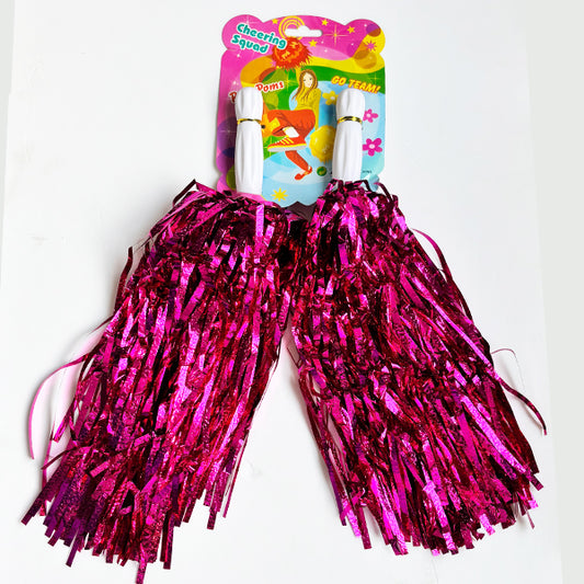 Cheer leading pom Poms Laser Hot Pink