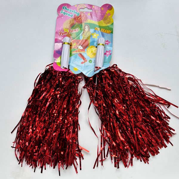 Cheer leading pom Poms Foil Red