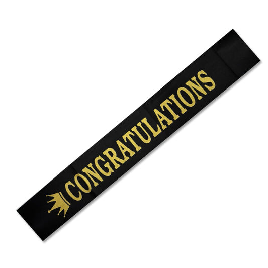 Congratulations Black Sash Gold Text