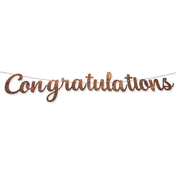 Congratulations Rosegold Laser cut Glitter Banner
