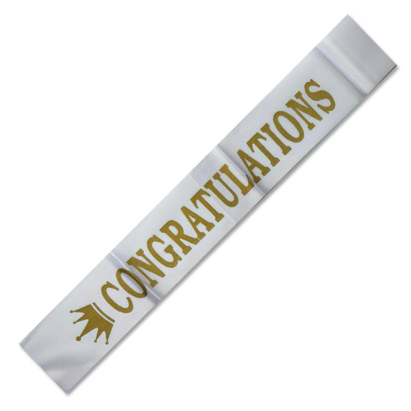 Congratulations White Sash Gold Text