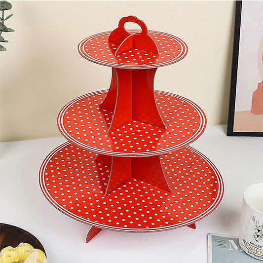3 Tier Red Polka Dot Cupcake Stand