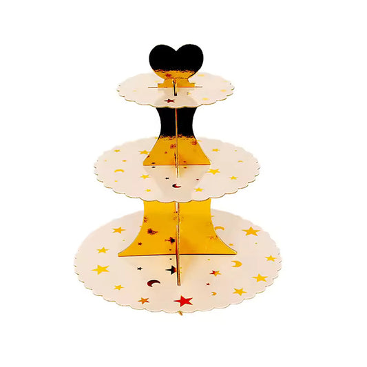 3 Tier Gold Cupcake Stand With Moon & Stars