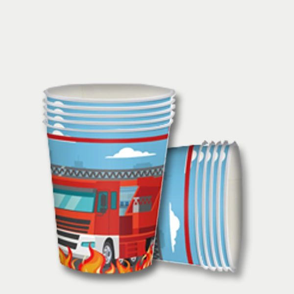 Fire Truck Theme Paper Cups