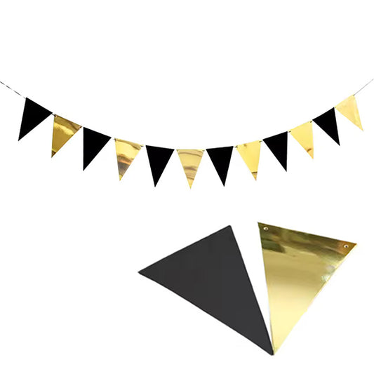 Metallic Gold And Black Flag Bunting