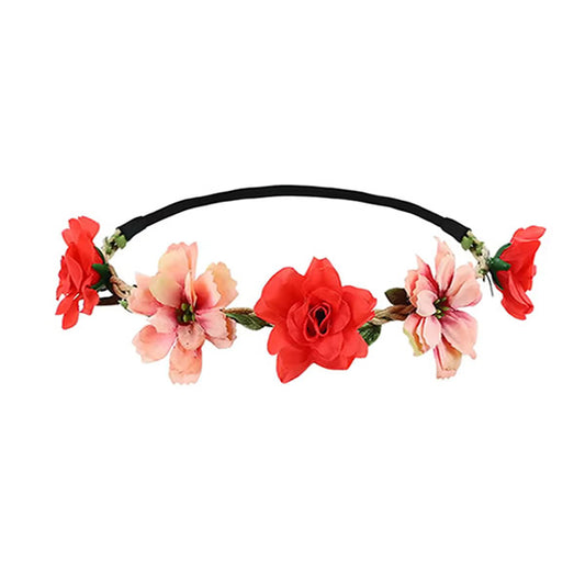 Red and Peach Flower Crown