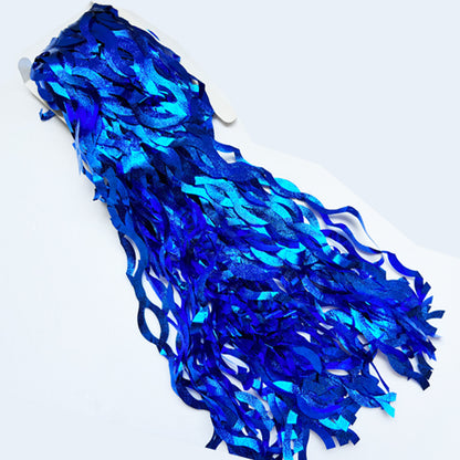 Wavy Matte Blue Foil Fringe Curtain