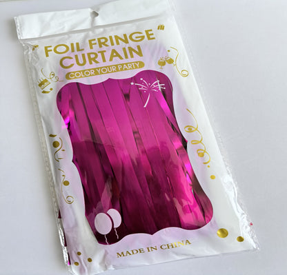 Matte Hot Pink Foil Fringe Curtain