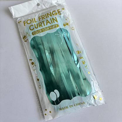 Matte Tiffany Blue Foil Fringe Curtain