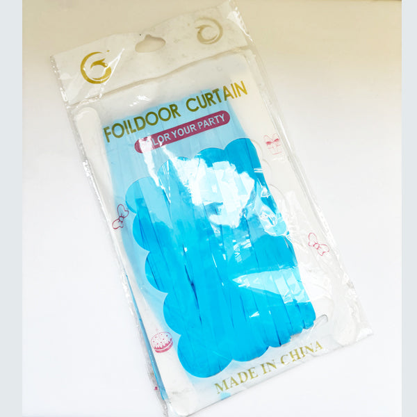 Fluorescent Pastel Blue Foil Fringe Curtain