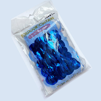 Wavy Matte Blue Foil Fringe Curtain