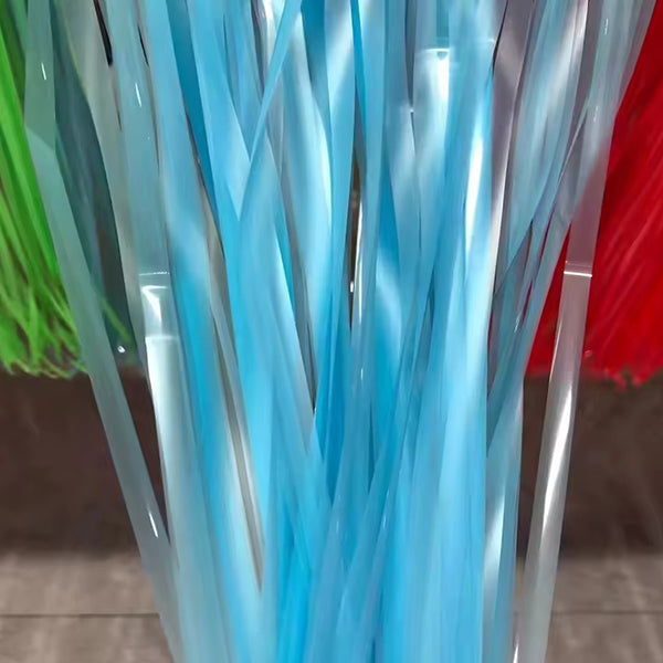 Fluorescent Pastel Blue Foil Fringe Curtain