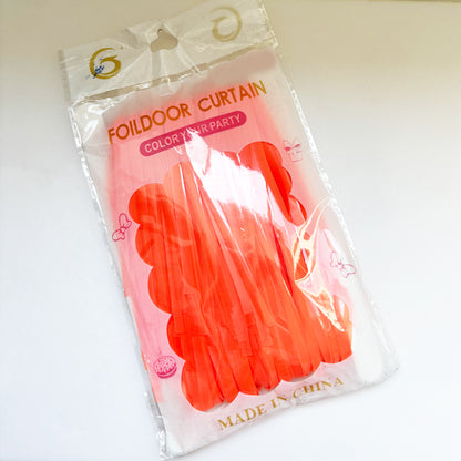 Fluorescent Pastel Orange Foil  Fringe Curtain