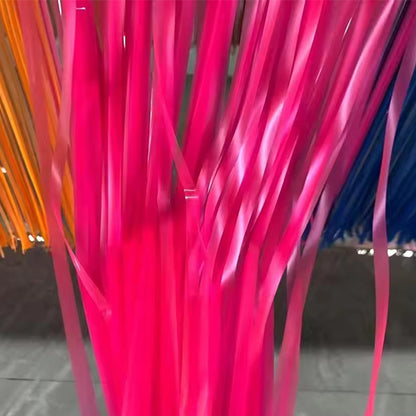 Fluorescent Pastel Pink Foil Fringe Curtain