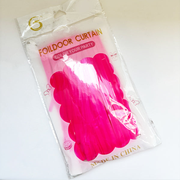 Fluorescent Pastel Pink Foil Fringe Curtain