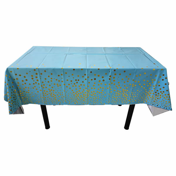 Blue Foil Tablecover With Gold Dots