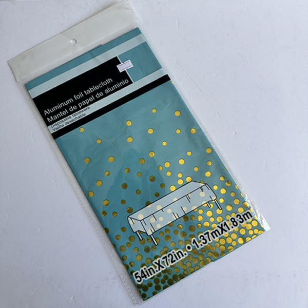 Blue Foil Tablecover With Gold Dots