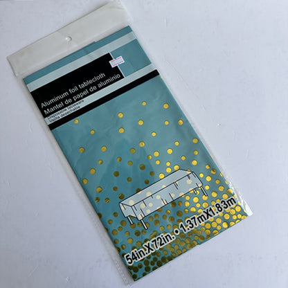 Blue Foil Tablecover With Gold Dots