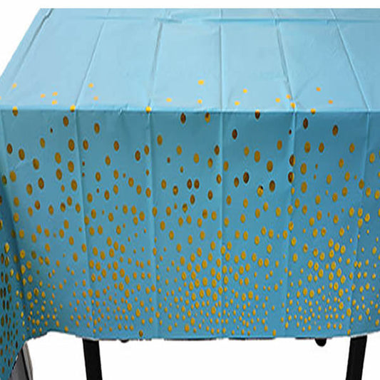Blue Foil Tablecover With Gold Dots