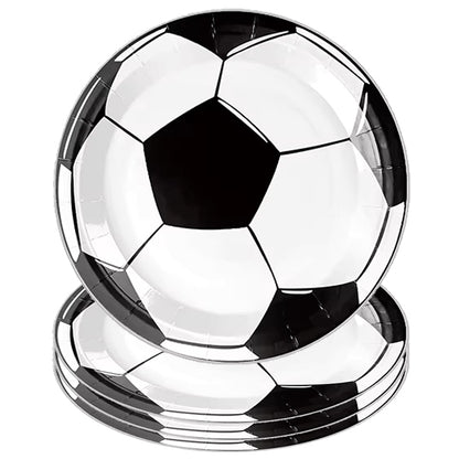 Football  Paper Plates Black and White