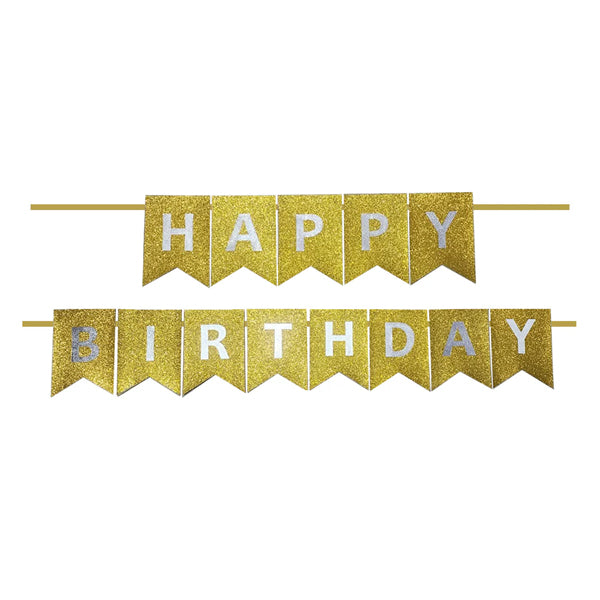 Glitter Gold Color Birthday Banner