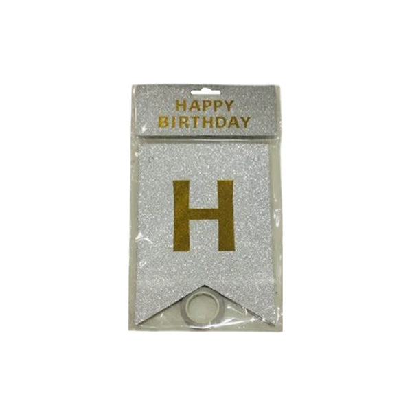 Glitter Silver Color Birthday Banner