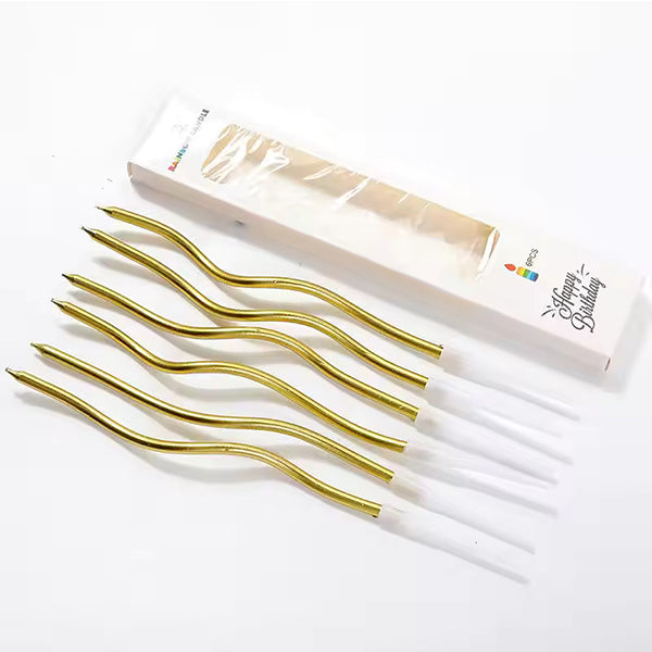 Gold Twisted Curved Spiral Candles