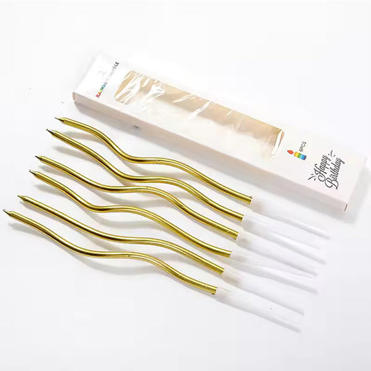 Gold Twisted Curved Spiral Candles