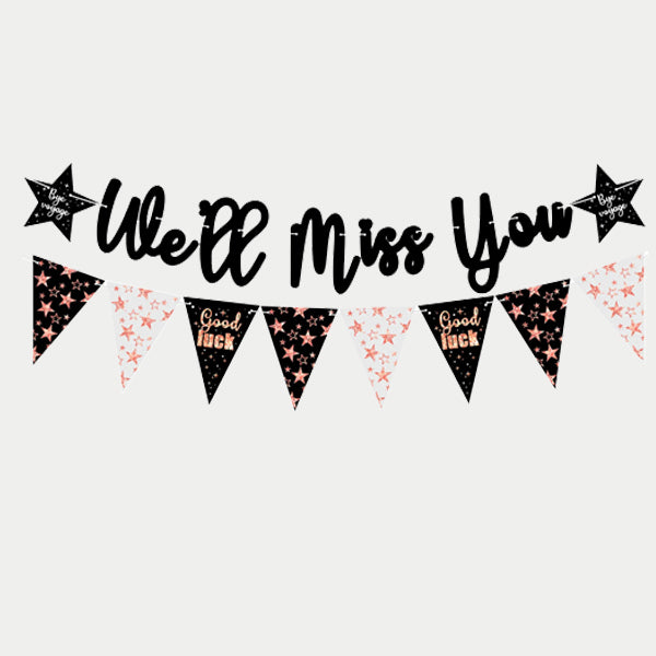 We Will Miss You & Good Luck Banner Rose Gold