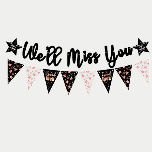 We Will Miss You & Good Luck Banner Rose Gold
