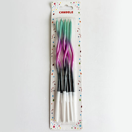 Green & Pink Twisted Tri-Colour Candles